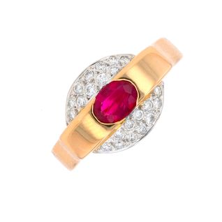 Bague or bicolore rubis et diamant(s)
