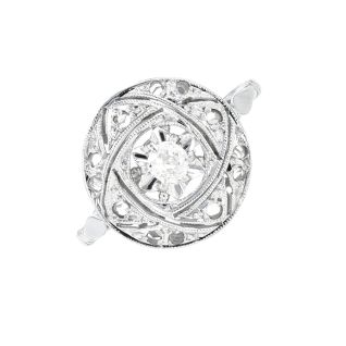 Bague or gris diamant(s) t. ancienne Vintage