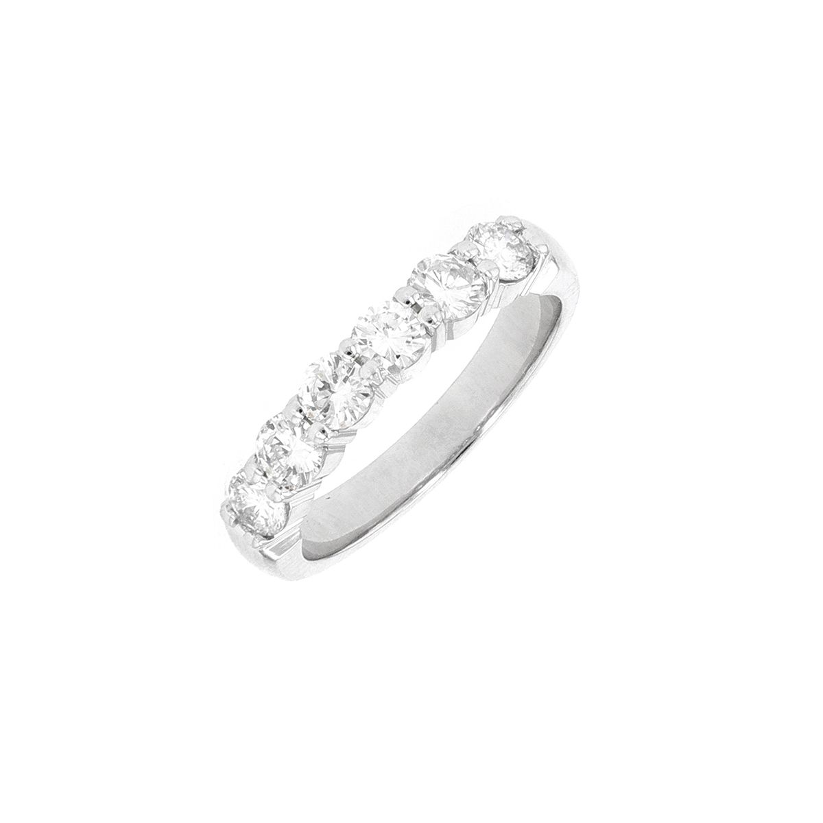 Bague Alliance Or Blanc 18 Carats Avec Diamants 0.92 Carat - Taille 53