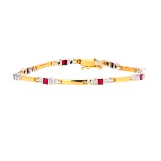 Bracelet or bicolore rubis et diamant(s) 