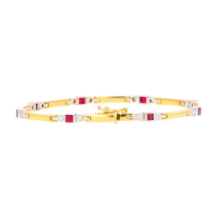 Bracelet or bicolore rubis et diamant(s) Bracelet or bicolore rubis et diamant(s)