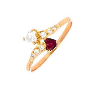 Bague or jaune rubis et diamant(s)