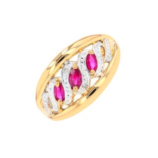 Bague or bicolore rubis et diamant(s)