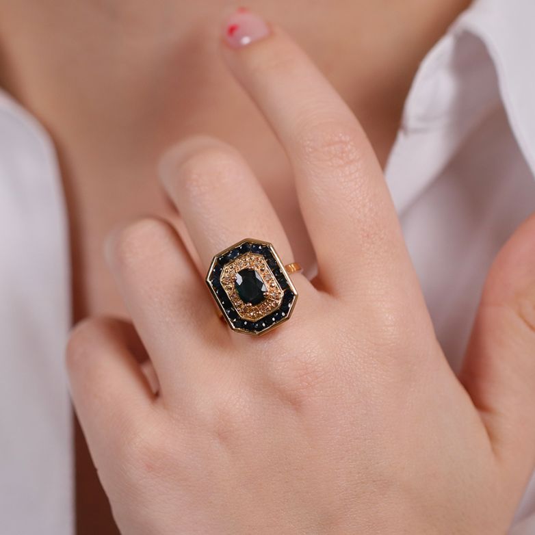 Bague or jaune saphir et diamant(s) Bague or jaune saphir et diamant(s)