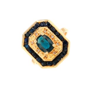 Bague or jaune saphir et diamant(s)