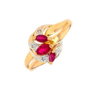 Bague or bicolore rubis et diamant(s)