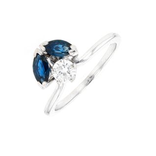 Bague or gris saphir et diamant(s)