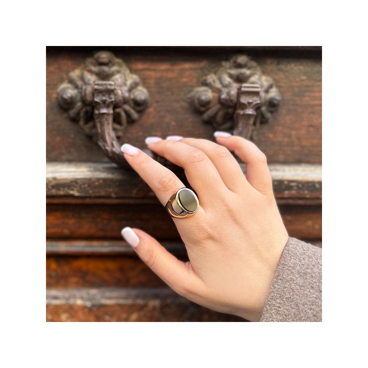Chevalière En Or 333 (8 Carats) Avec Onyx - Taille 59 - Poids 3,9 Grammes - Occasion