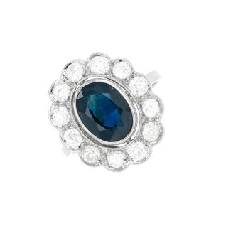 Bague Platine saphir et diamant(s)