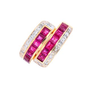 Bague or bicolore rubis et diamant(s) rubis de synthèse