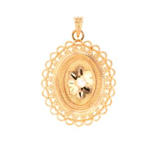 Pendentif or jaune Perle de culture Vintage