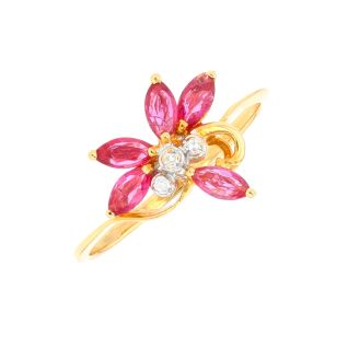 Bague or jaune diamant rubis