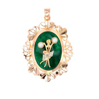 Pendentif or jaune Perle de culture Vintage