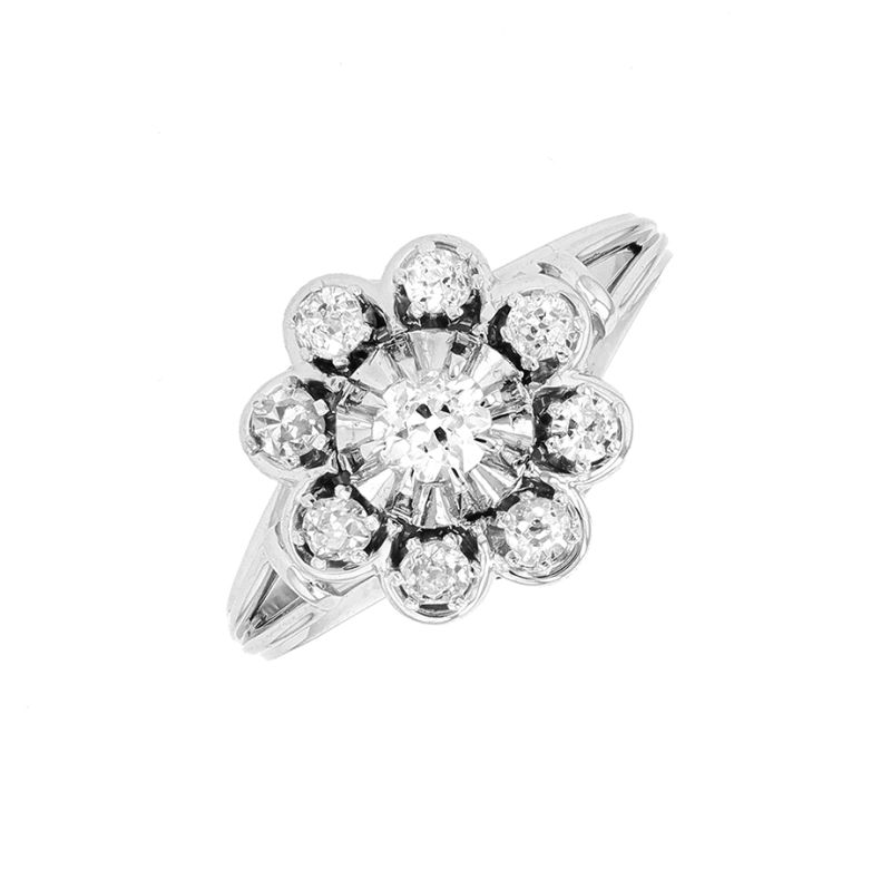 Bague or gris diamant(s) t. ancienne Bague or gris diamant(s) t. ancienne