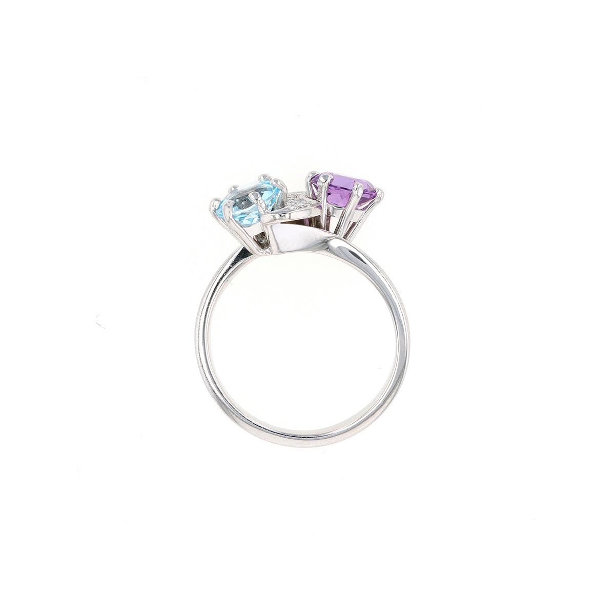 Bague Femme En Or Jaune Avec Améthyste Véritable Et Diamants - 12.80 Ctw - Taille 6.75 - Neuf Sans Boîte