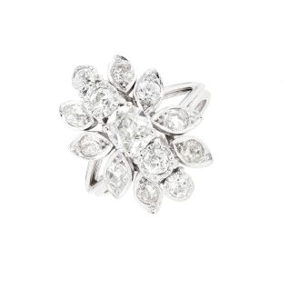Bague or gris diamant(s) t. ancienne Vintage