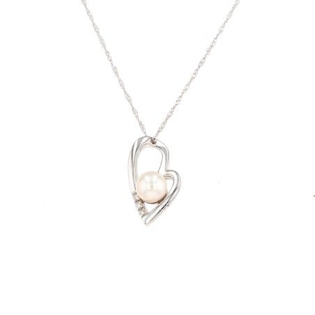 collier or gris diamant et perle