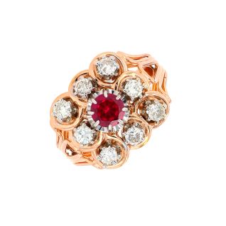 Bague 2 ors diamant(s) t. ancienne Vintage