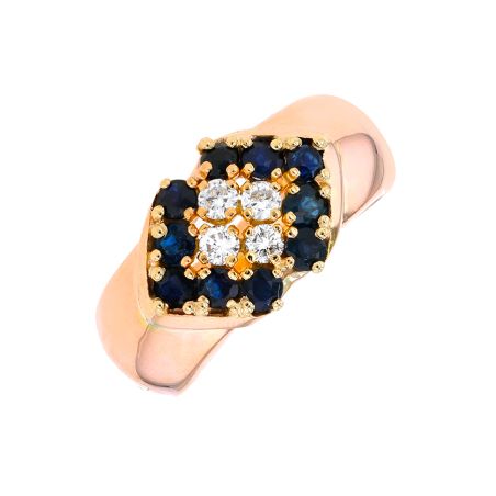 Bague or jaune saphir et diamant(s) Vintage