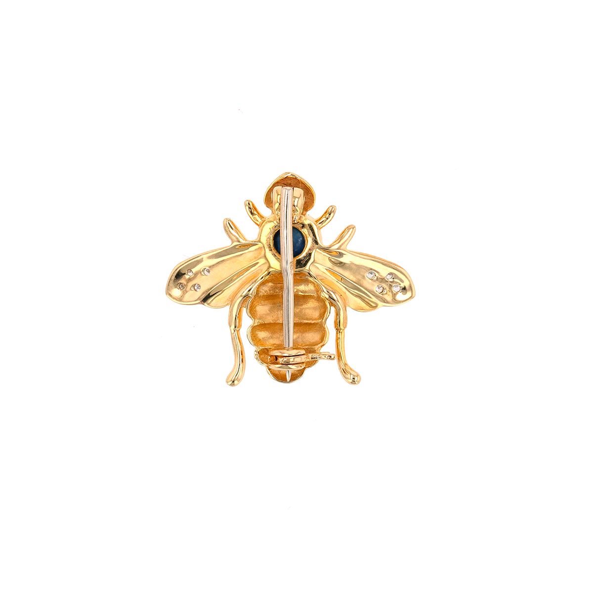 Broche Vintage Abeille En Or émaillé Rouge Avec Cristaux - Réf. 4494 - Occasion Parfaite