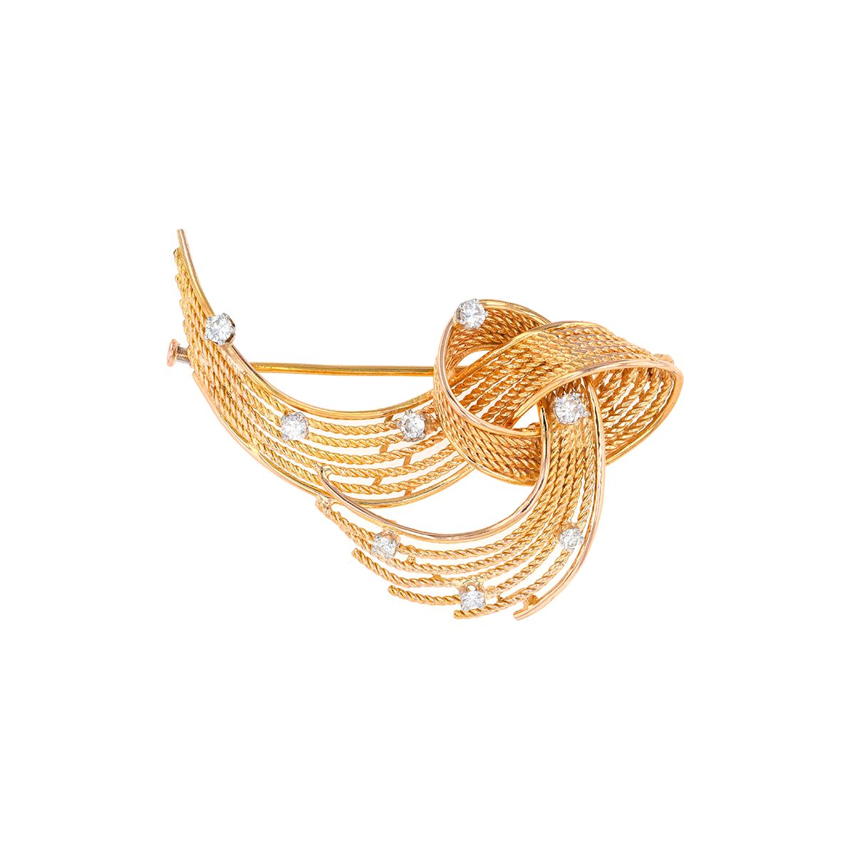 Broche Vintage Ronde - Cristaux Type Diamant Rose - Gravure Couleur Argent - Réf 4666