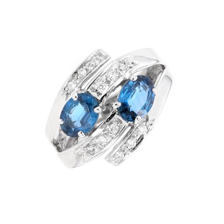 Bague or gris saphir et diamant(s)