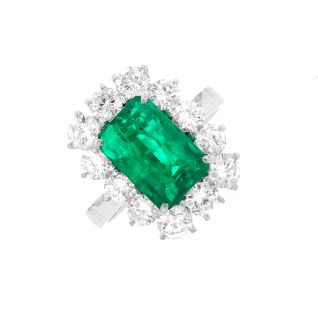 Bague Platine émeraude et diamant(s)