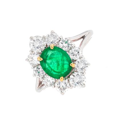 Bague or bicolore émeraude et diamant(s)