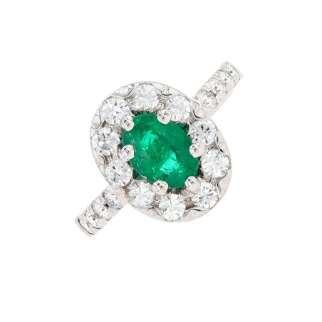 Bague or gris émeraude et diamant(s)