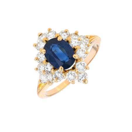 Bague or jaune saphir et diamant(s)
