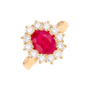 Bague or jaune rubis et diamant(s)