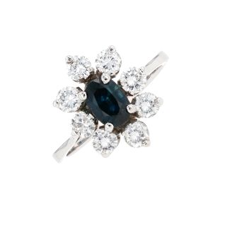Bague or gris saphir et diamant(s)