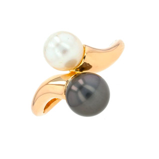 Bague Toi & Moi perles or...