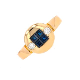 Bague or jaune saphir et diamant(s)