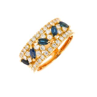 Bague or jaune saphir et diamant(s)