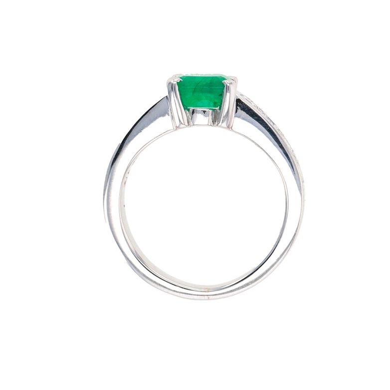 Bague or gris émeraude et diamant(s) 