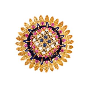 Broche or jaune saphir et diamant(s) Vintage