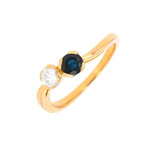 Bague or jaune saphir et diamant(s)