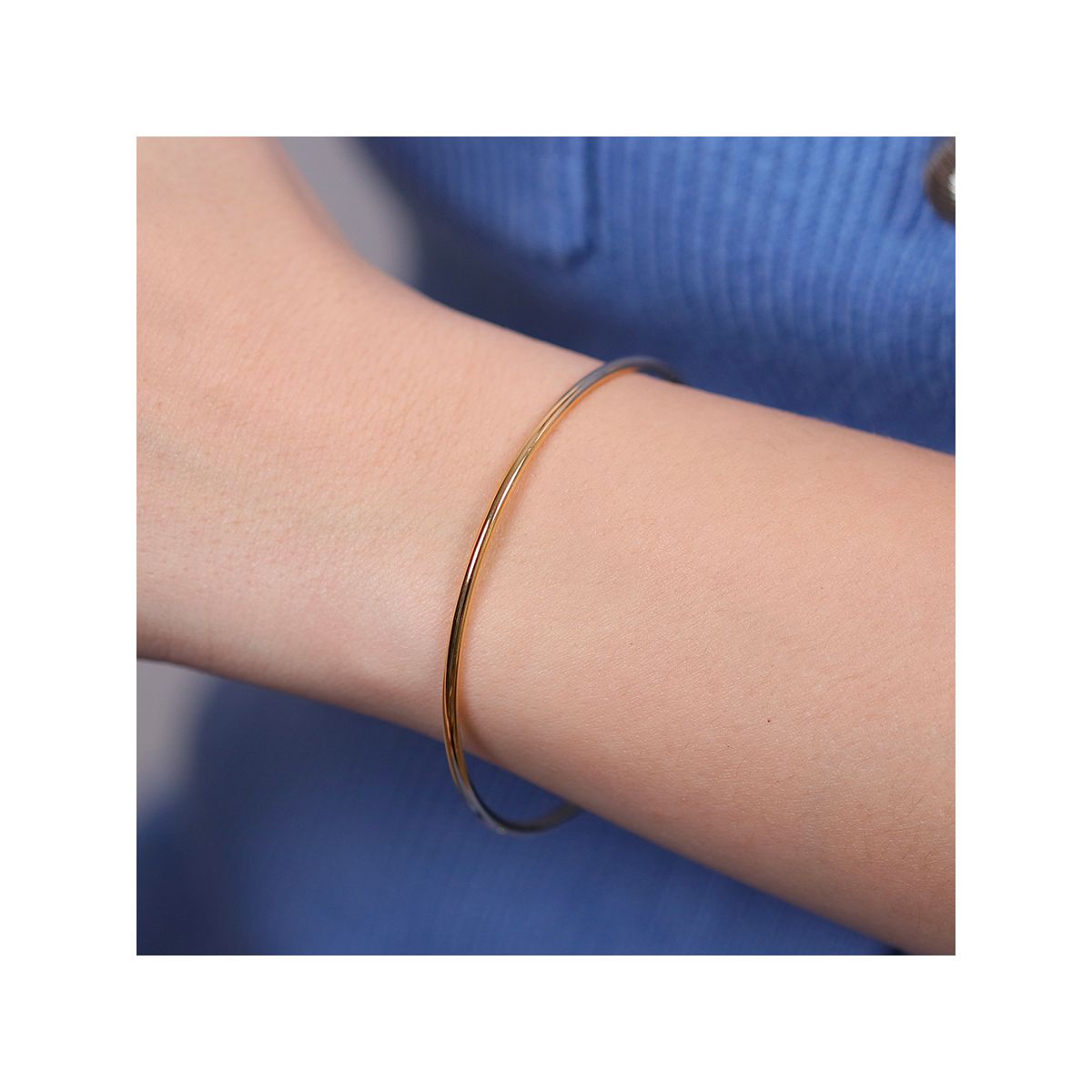 Bracelet Jonc Rigide Plaqué Or 750/000 - Diamètre 62/2 Mm, Poinçonné, Neuf Avec étiquettes, Pour Femme