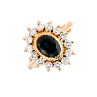 Bague or jaune saphir et diamant(s)