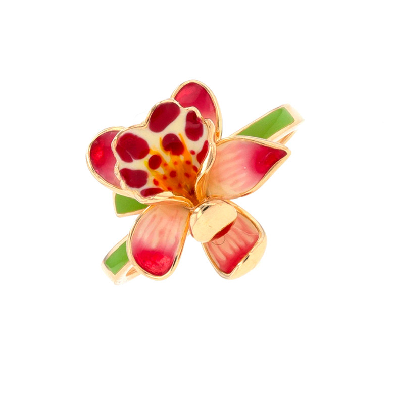 Bague motif florale laquée...