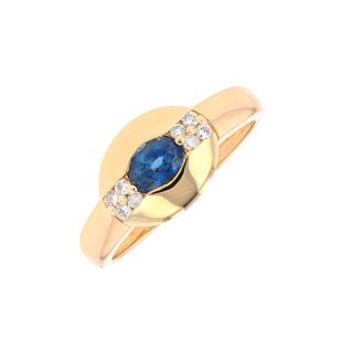 Bague or jaune saphir et diamant(s)