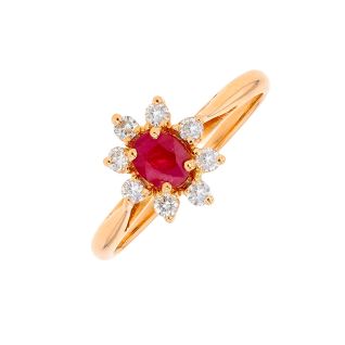 Bague or jaune rubis et diamant(s)
