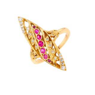 Bague or jaune rubis et diamant(s) Vintage