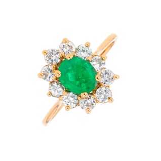 Bague or jaune émeraude et diamant(s)