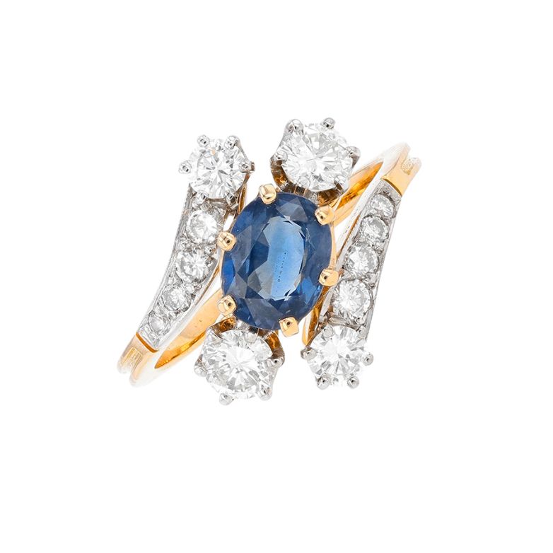 Bague or bicolore saphir et diamant(s) 