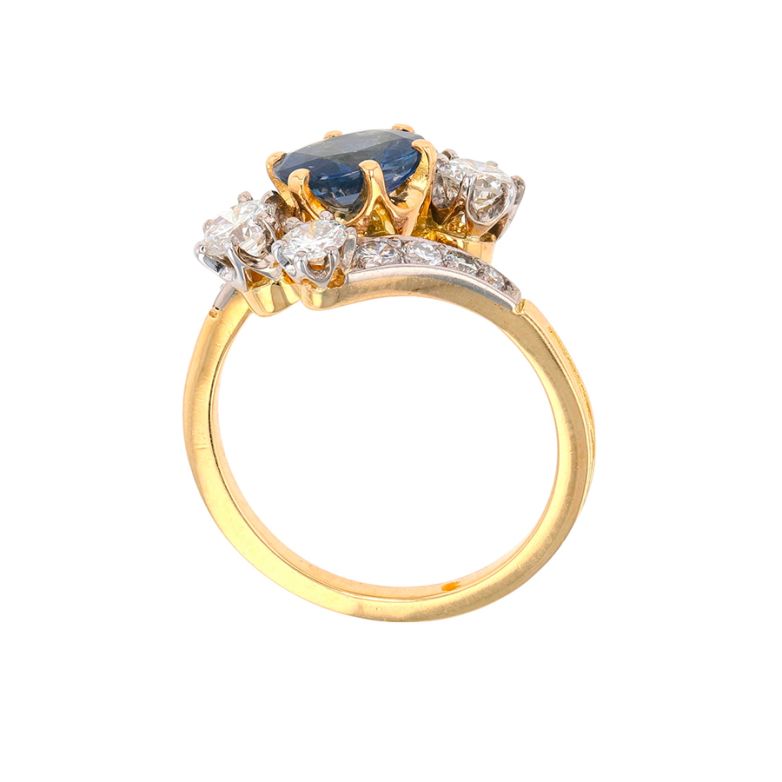 Bague or bicolore saphir et diamant(s) 