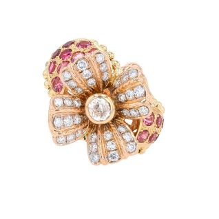 Bague or jaune diamant,P.fine tourmaline