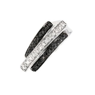 Bague or gris diamant (s) blancs et noirs