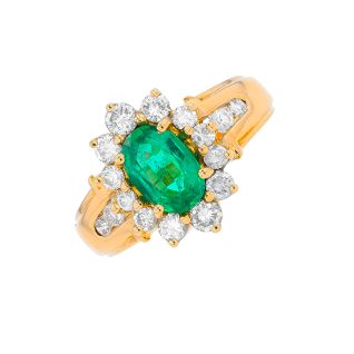Bague or jaune émeraude et diamant(s)